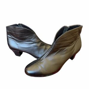 Munro Womens Black Leather Side Zip Ankle Booties Boots Size 12 Wide